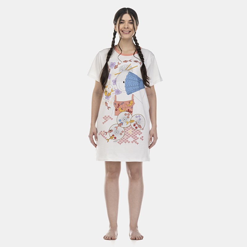 Camisão Feminino Adulto Manga Curta