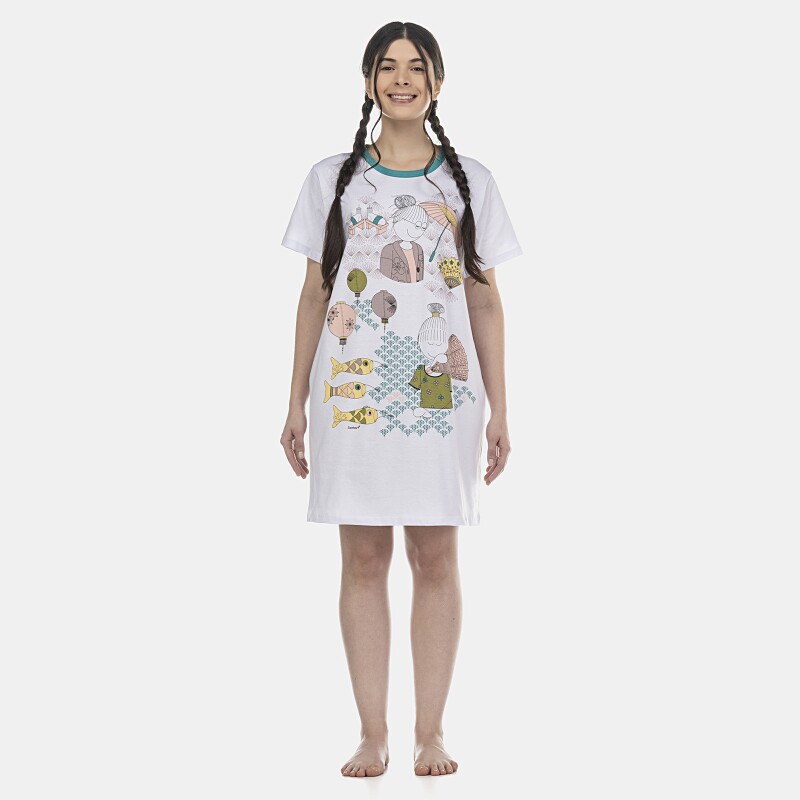 Camisão Feminino Adulto Manga Curta