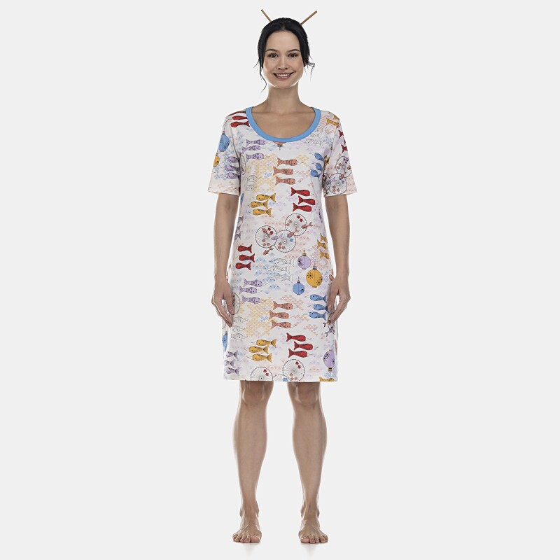 Camisão Feminino Adulto Manga Curta