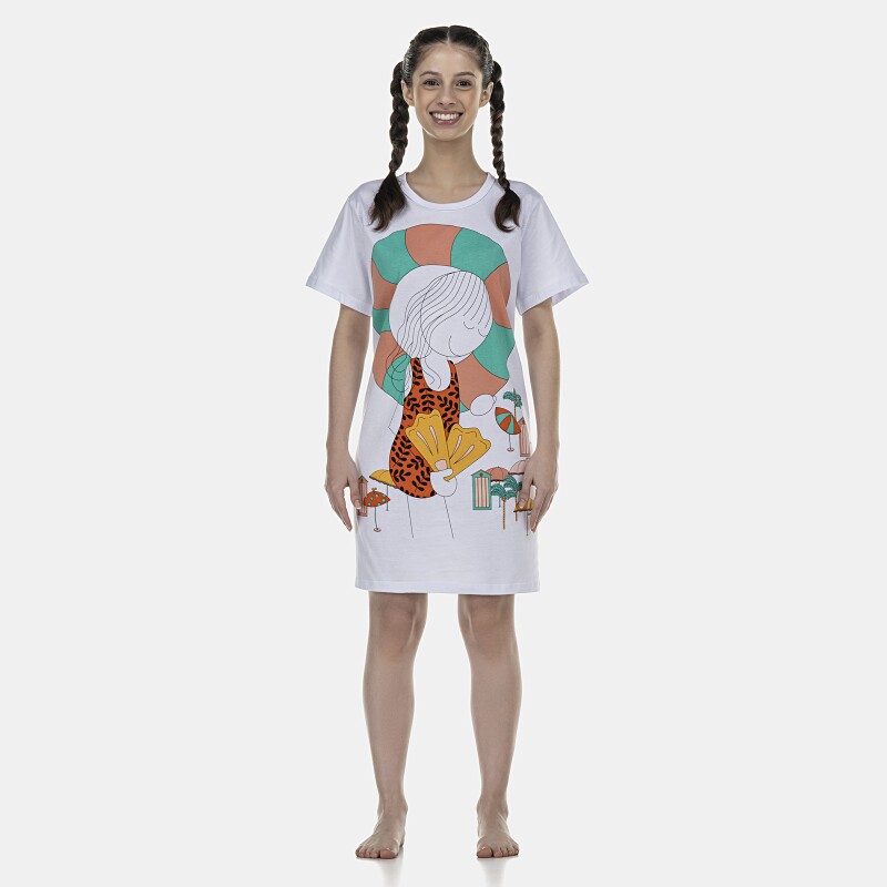 Camisão Feminino Adulto Manga Curta