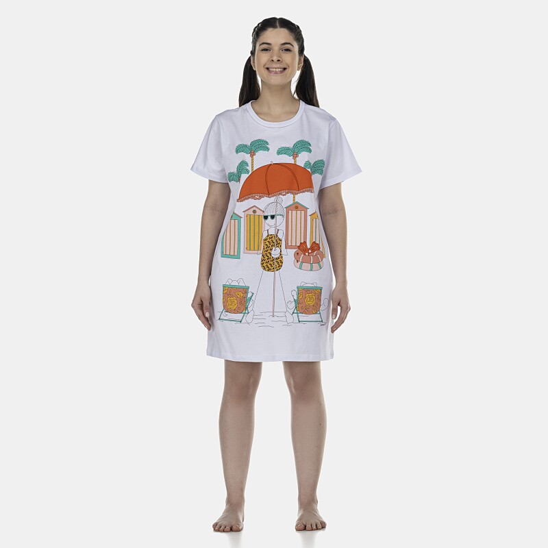 Camisão Feminino Adulto Manga Curta