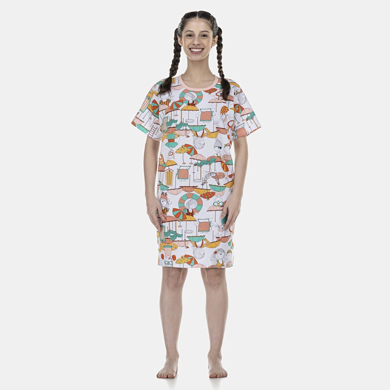 Camisão Feminino Adulto Manga Curta