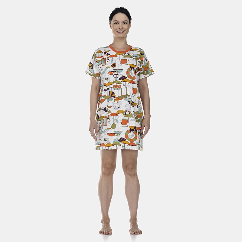 Camisão Feminino Adulto Manga Curta