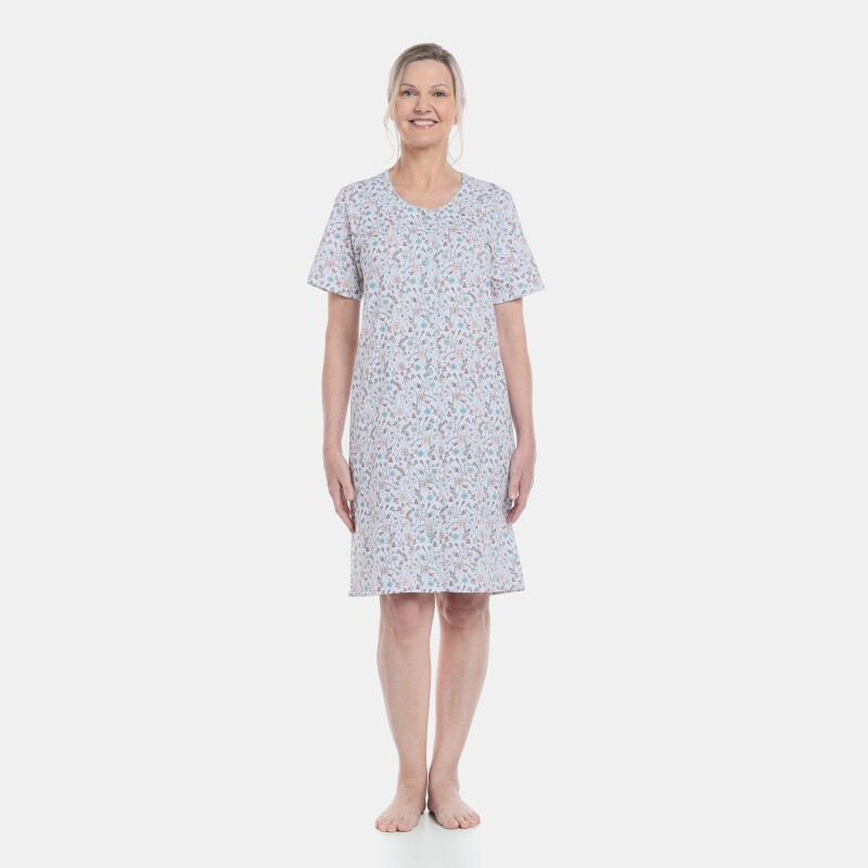 Camisola Feminina clássica Homewear manga curta Floral