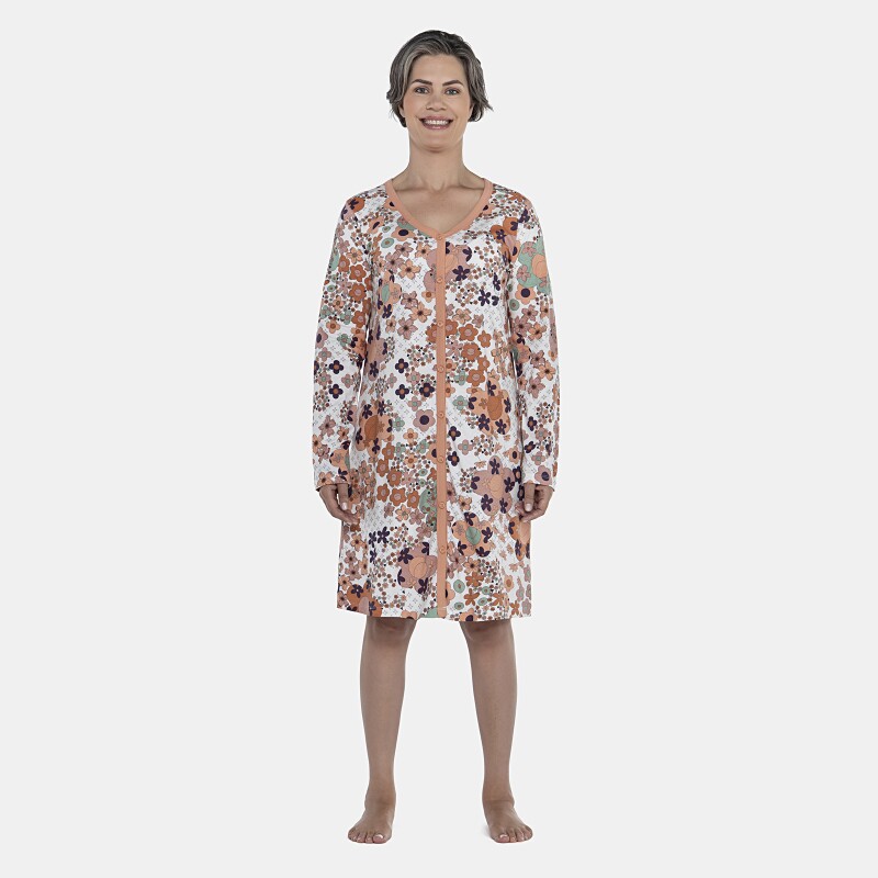 Camisola Feminino Adulto Manga Longa Com Abertura Frontal 