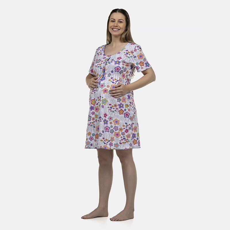 Camisola Feminina Gestante Manga Curta Aberta