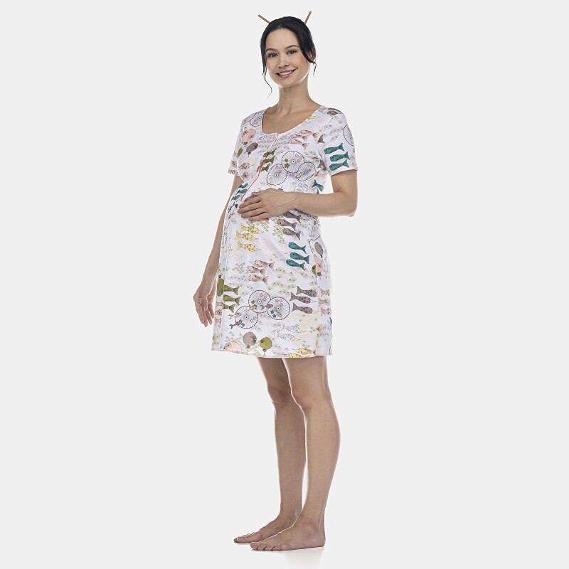 Camisola Feminina Gestante Manga Curta Aberta