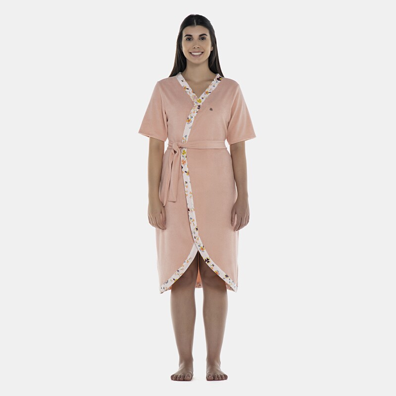 Roupão Feminino Adulto Manga Curta Atoalhado