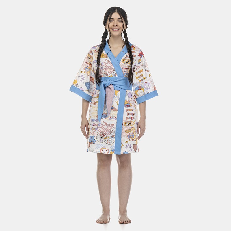 Robe Feminino Adulto Manga Curta