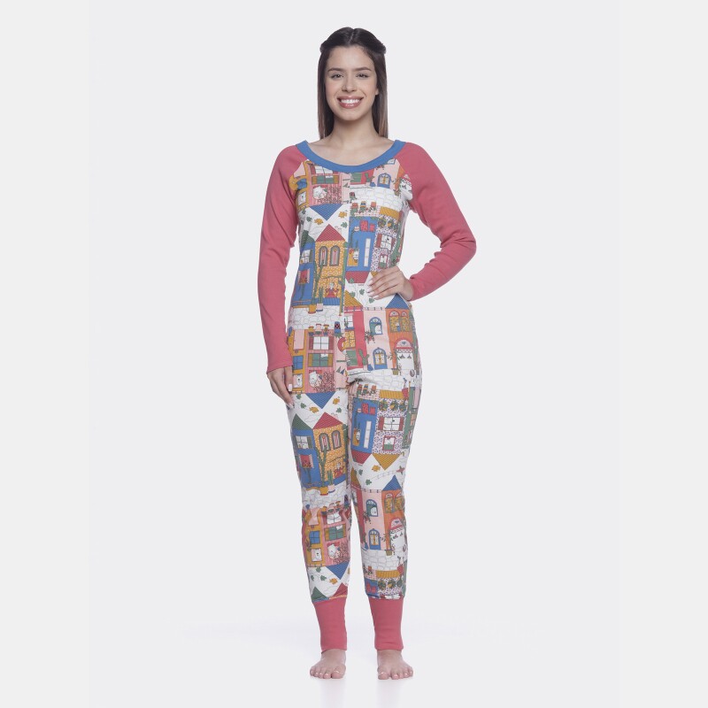 Pijama Sonhart Macacão Feminino manga longa Estampado