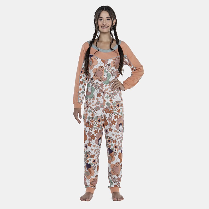 Macacão Feminino Adulto Manga Longa Raglan