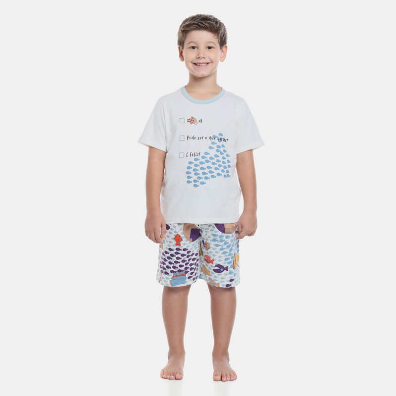 Pijama manga curta e bermuda