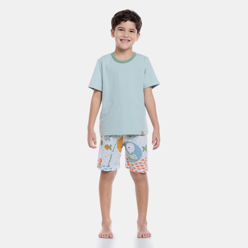 Pijama manga curta e bermuda