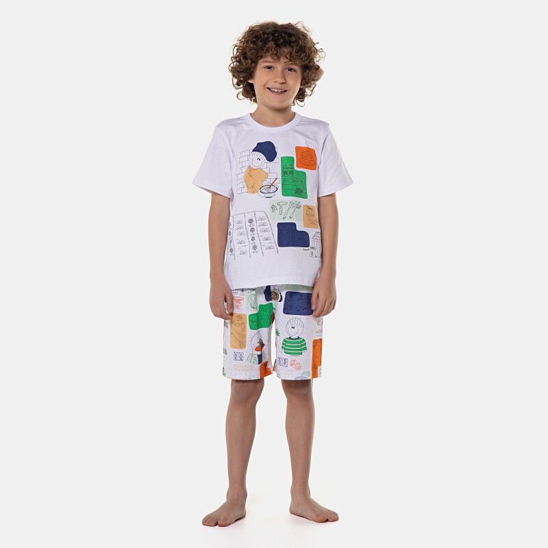 Pijama manga curta e bermuda 