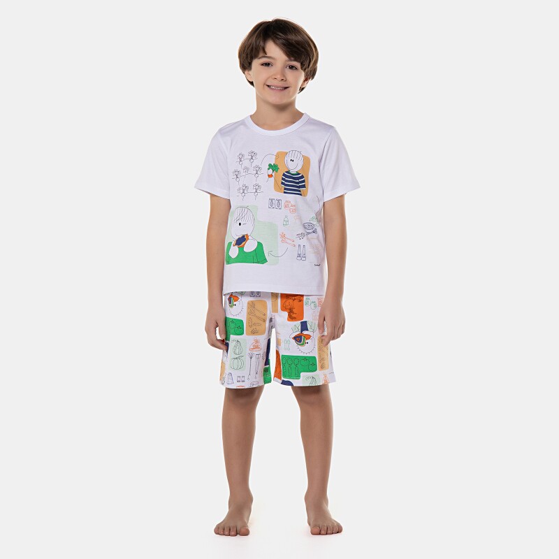 Pijama manga curta e bermuda