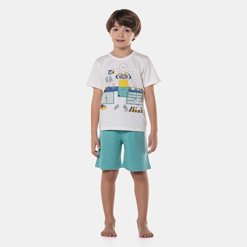 Pijama manga curta e bermuda