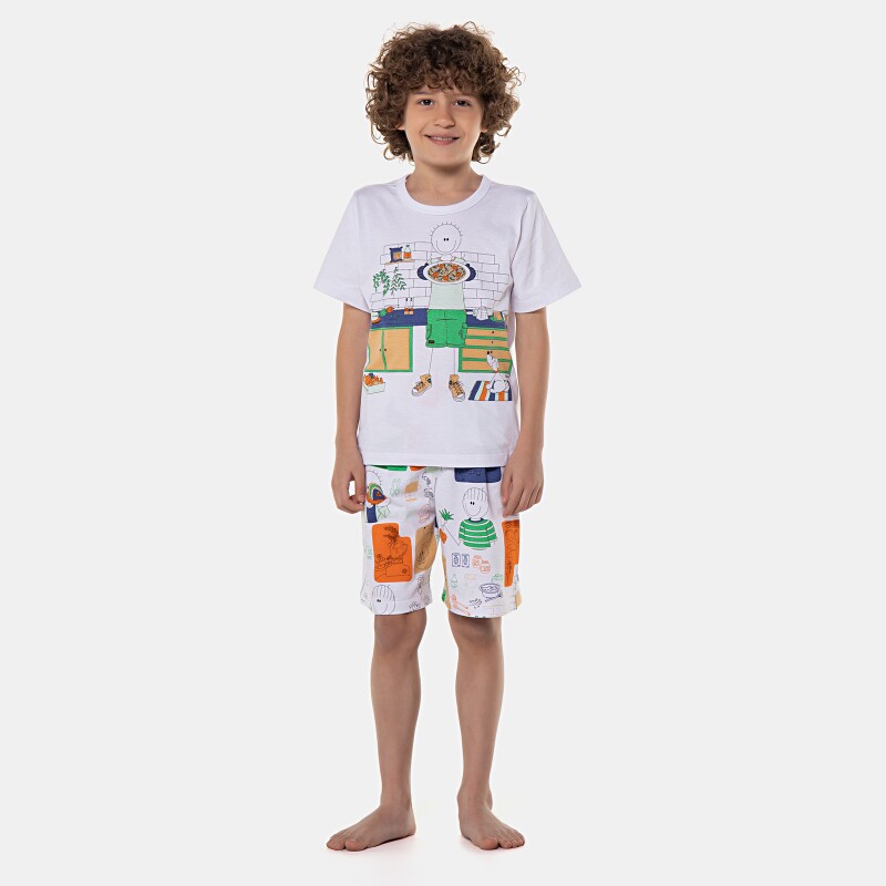Pijama manga curta e bermuda