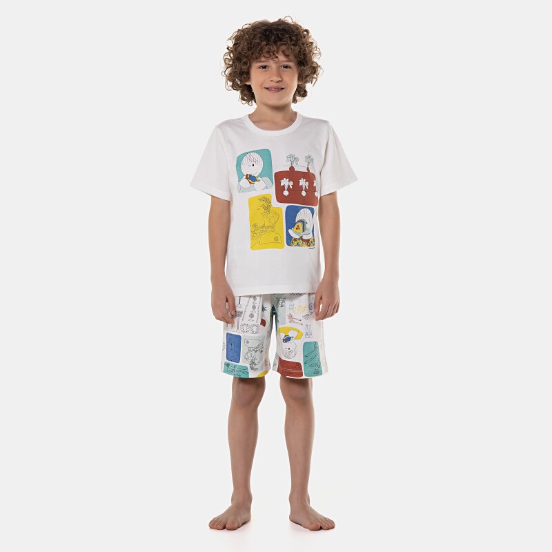 Pijama manga curta e bermuda