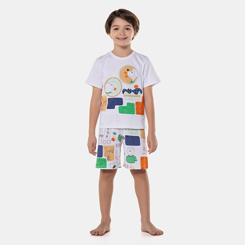 Pijama manga curta e bermuda