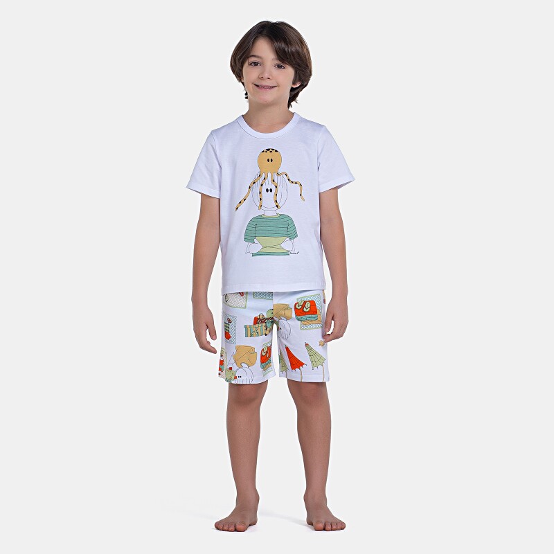 Pijama Manga Curta e Bermuda