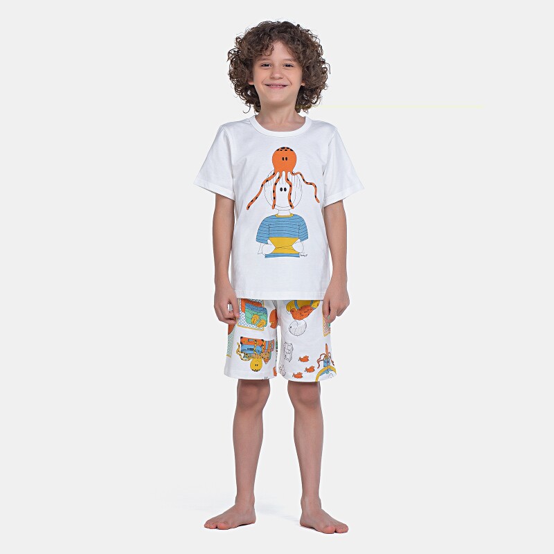 Pijama Manga Curta e Bermuda