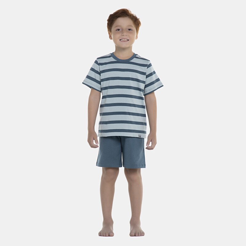 Pijama Masculino Kids Manga Curta e Bermuda