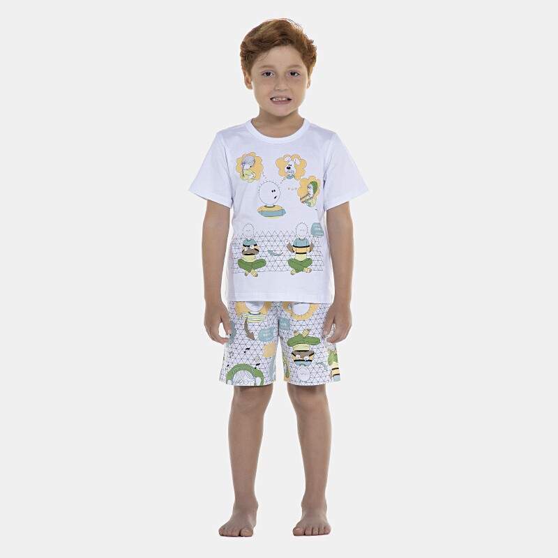 Pijama Masculino Kids Manga Curta e Bermuda