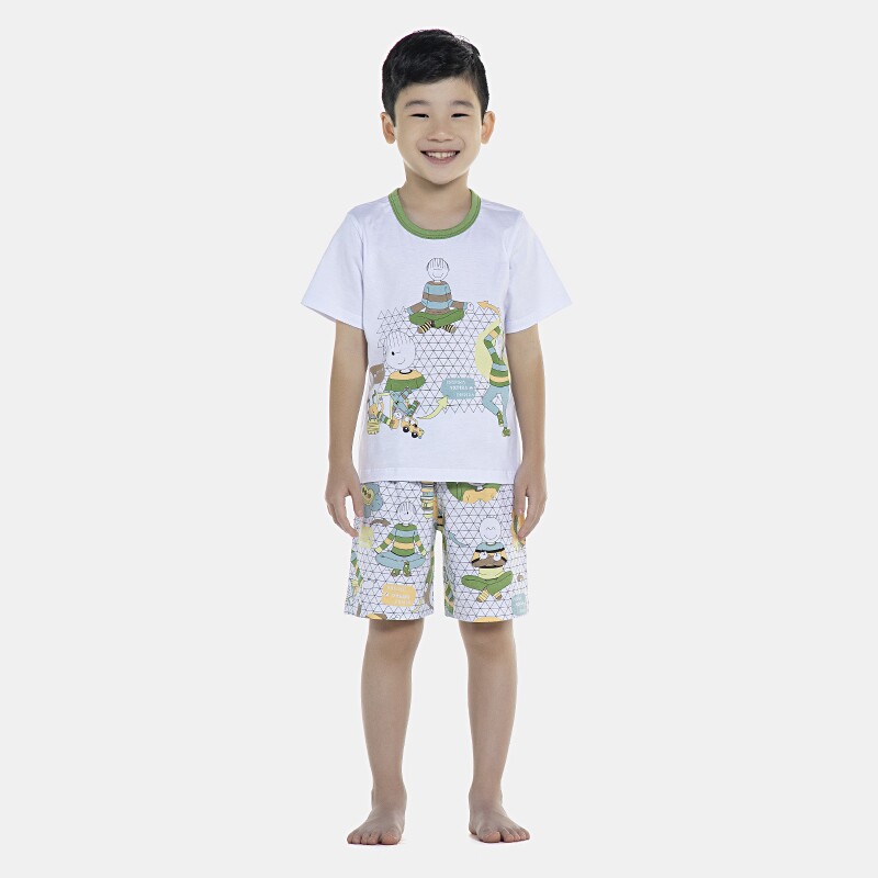 Pijama Masculino Kids Manga Curta e Bermuda