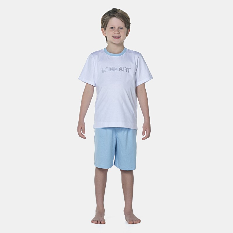 Pijama Masculino Kids Manga Curta e Bermuda