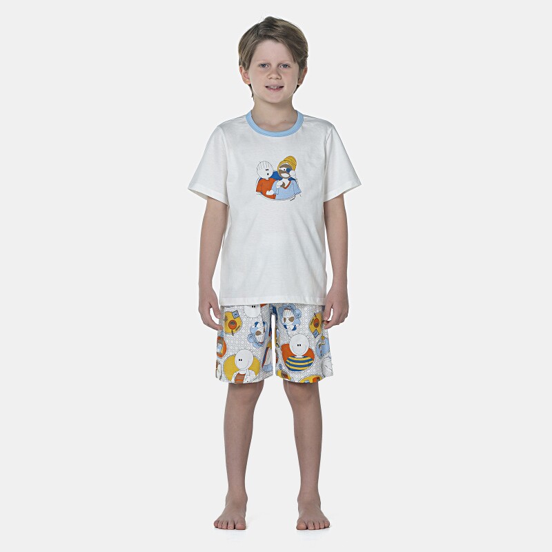 Pijama Masculino Kids Manga Curta e Bermuda