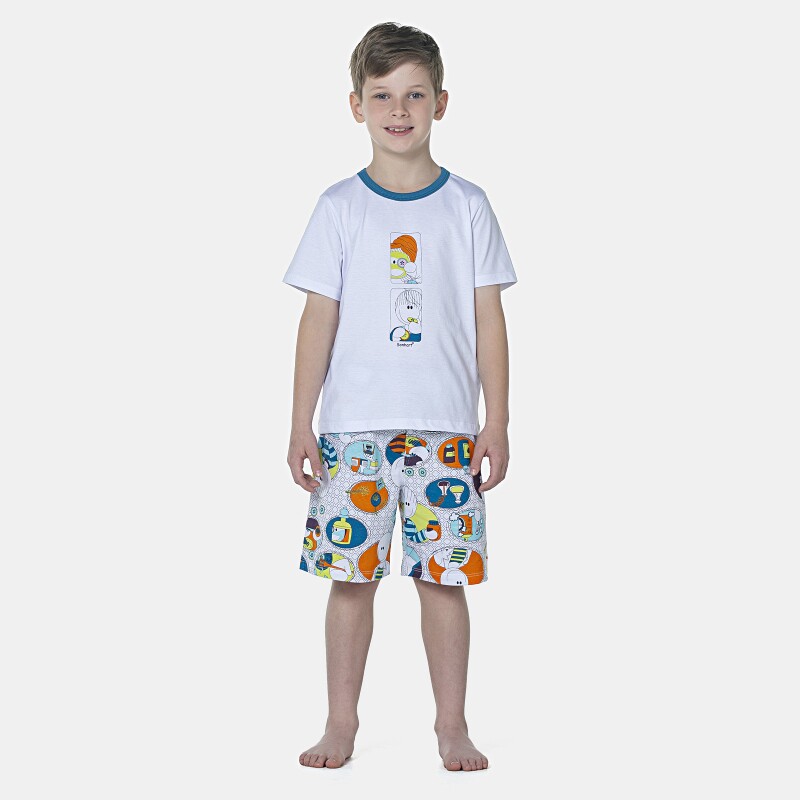 Pijama Masculino Kids Manga Curta e Bermuda