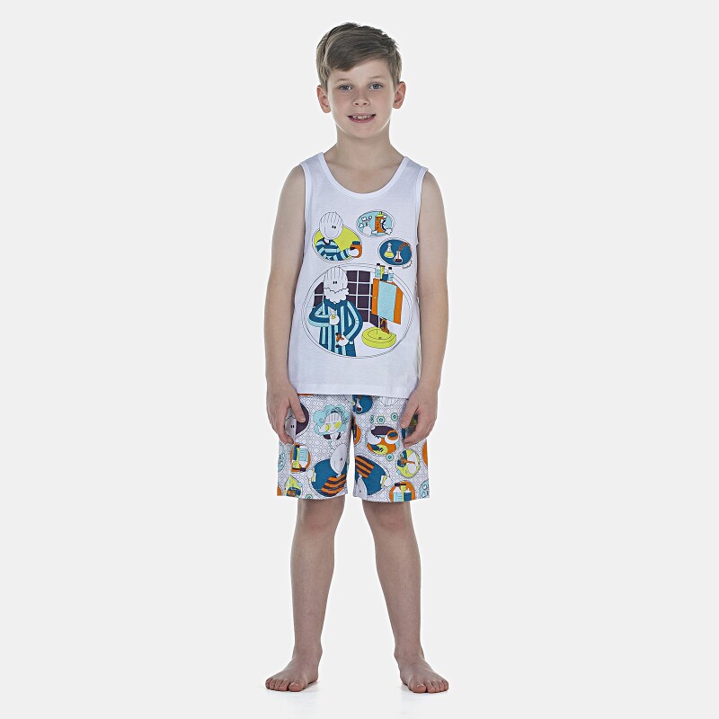 Pijama Masculino Kids  Regata e Bermuda