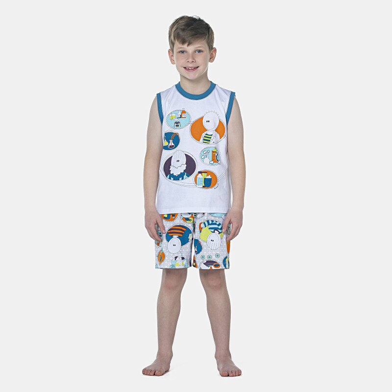Pijama Masculino Kids Regata Machão e Bermuda