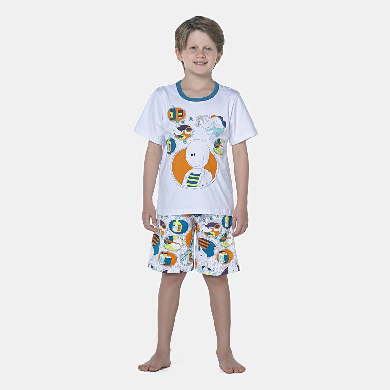 Pijama Masculino Kids Manga Curta e Bermuda