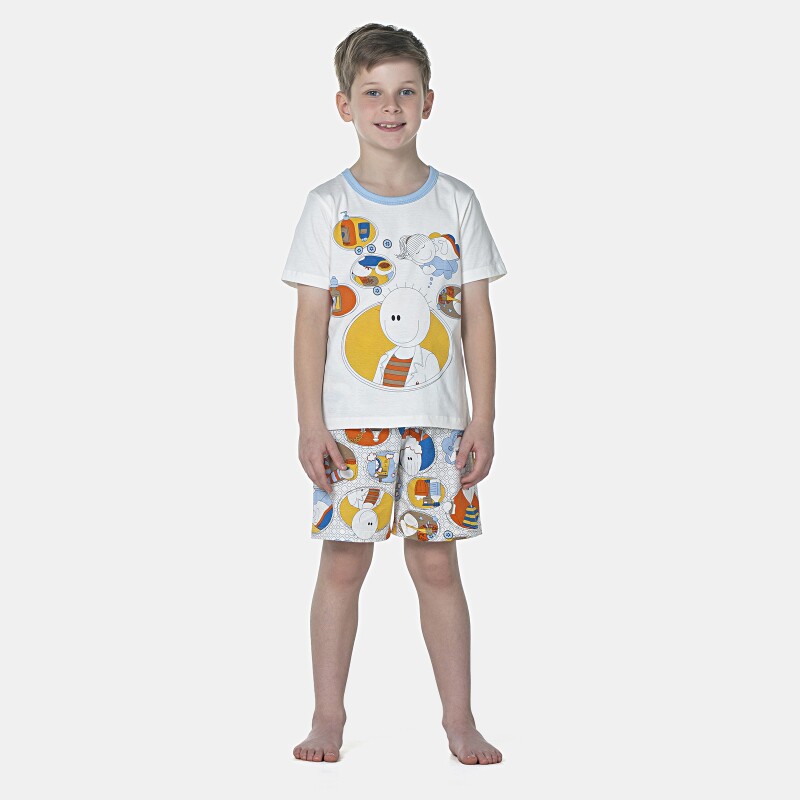 Pijama Masculino Kids Manga Curta e Bermuda
