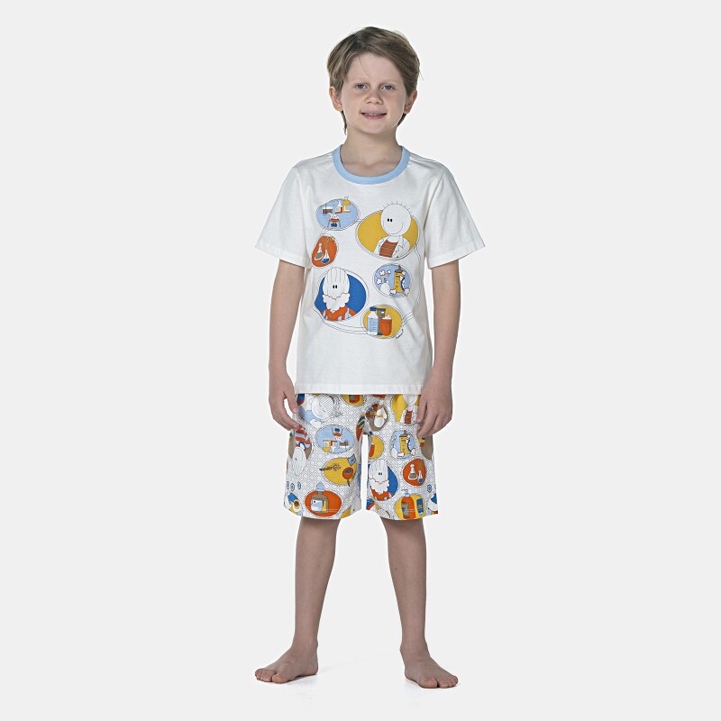 Pijama Masculino Kids Manga Curta e Bermuda