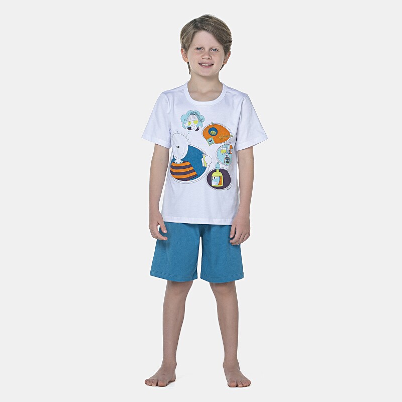 Pijama Masculino Kids Manga Curta e Bermuda