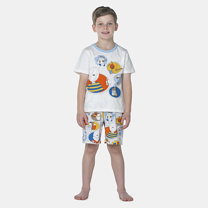 Pijama Masculino Kids Manga Curta e Bermuda