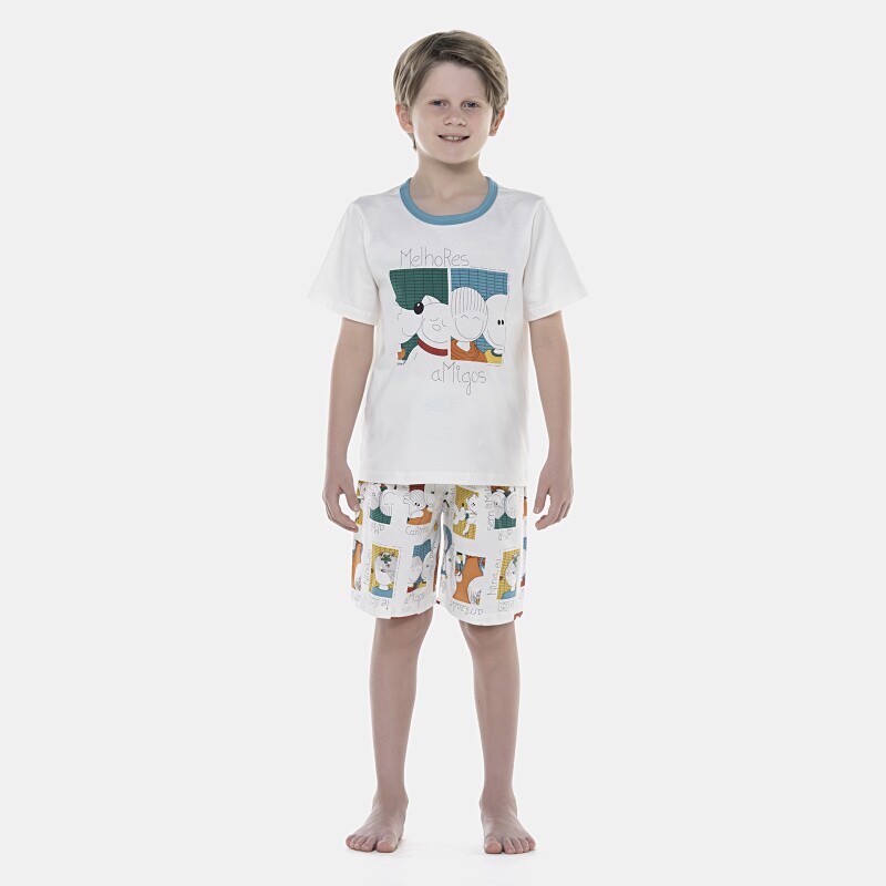 Pijama Masculino Kids Manga Curta e Bermuda