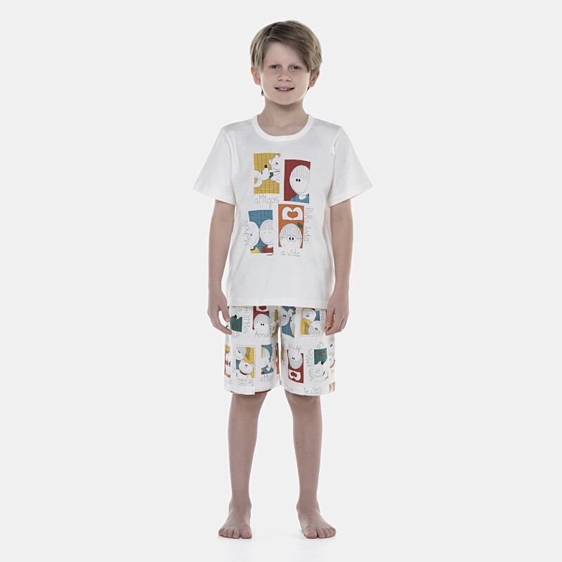 Pijama Masculino Kids Manga Curta e Bermuda