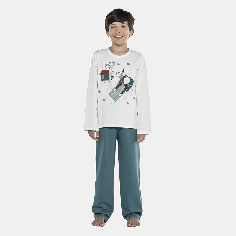 Pijama Masculino Kids Manga Longa e Calça Moletinho