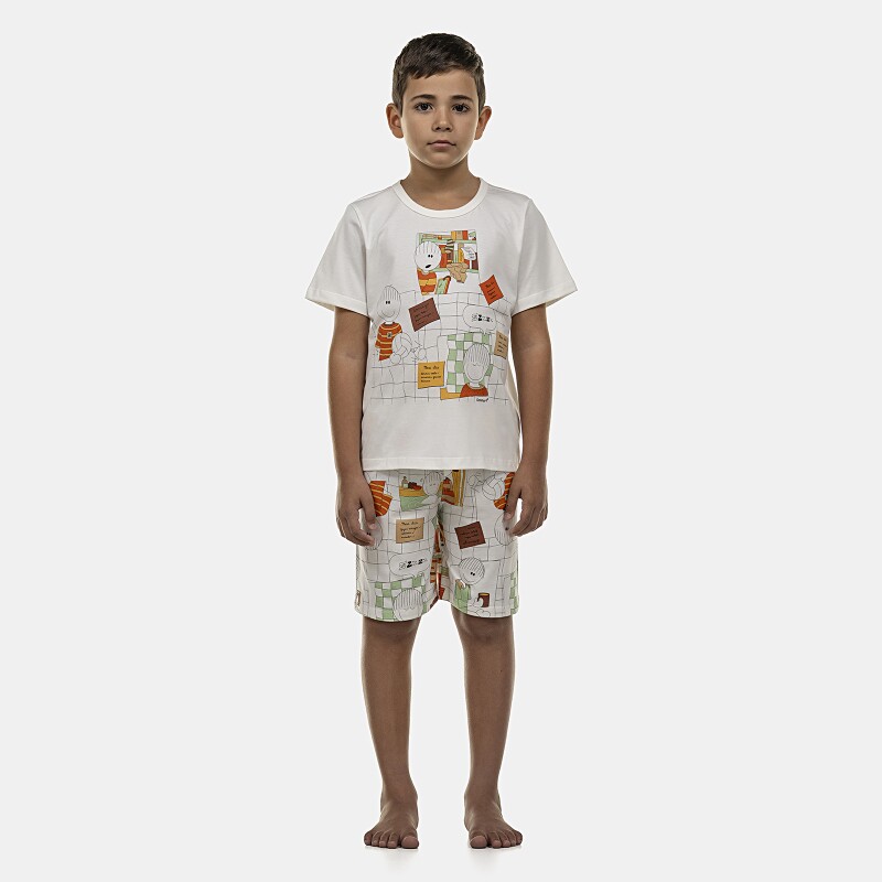 Pijama Masculino Kids Manga Curta e Bermuda