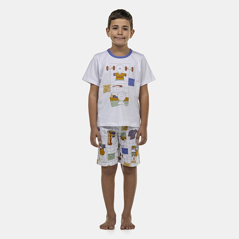Pijama Masculino Kids Manga Curta e Bermuda