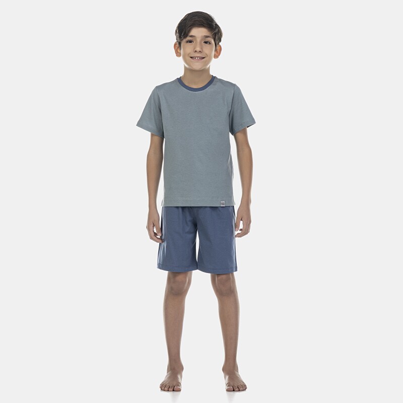 Pijama Masculino Kids Manga Curta e Bermuda
