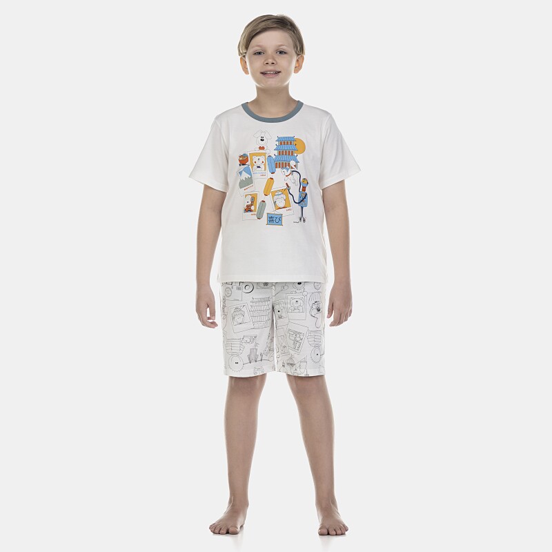 Pijama Masculino Kids Manga Curta e Short