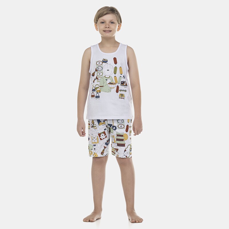 Pijama Masculino Kids  Regata e Bermuda