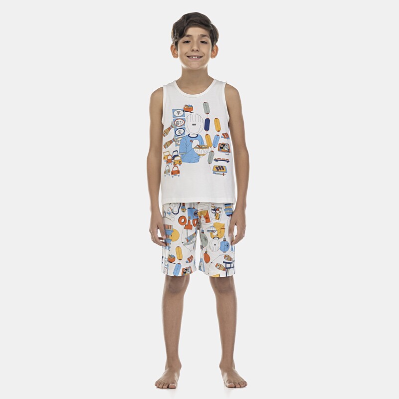Pijama Masculino Kids  Regata e Bermuda