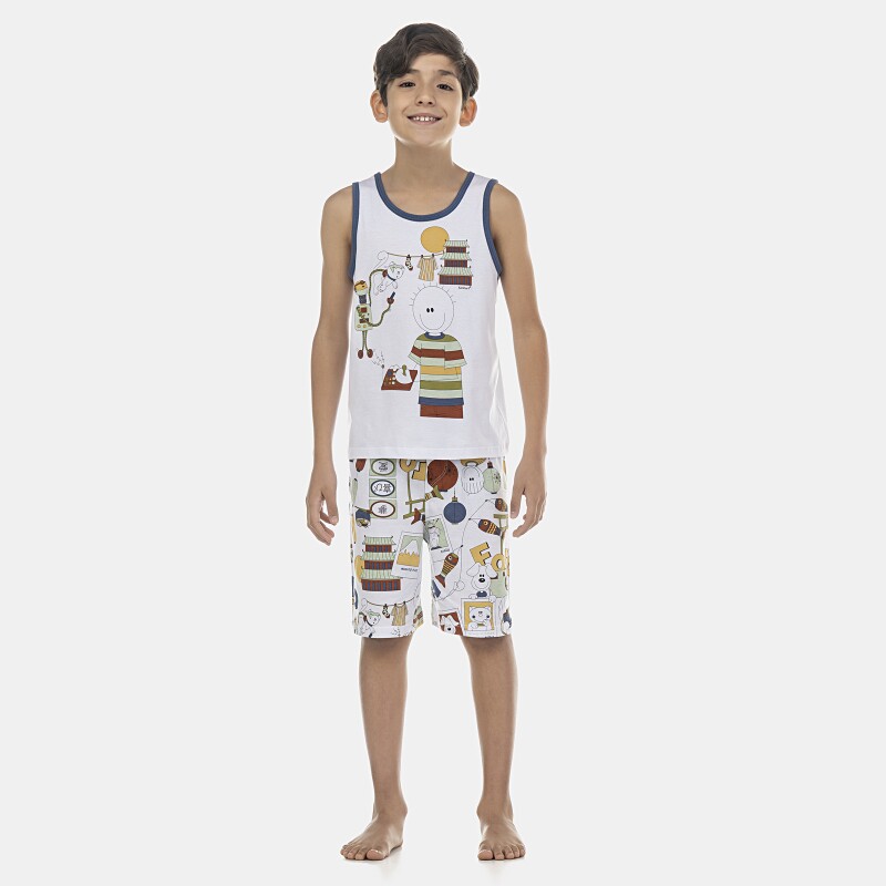 Pijama Masculino Kids  Regata e Bermuda