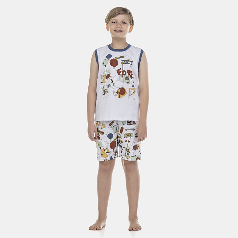 Pijama Masculino Kids Regata Machão e Bermuda