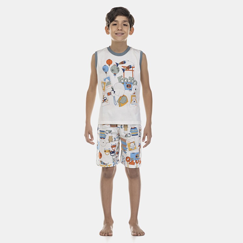 Pijama Masculino Kids Regata Machão e Bermuda